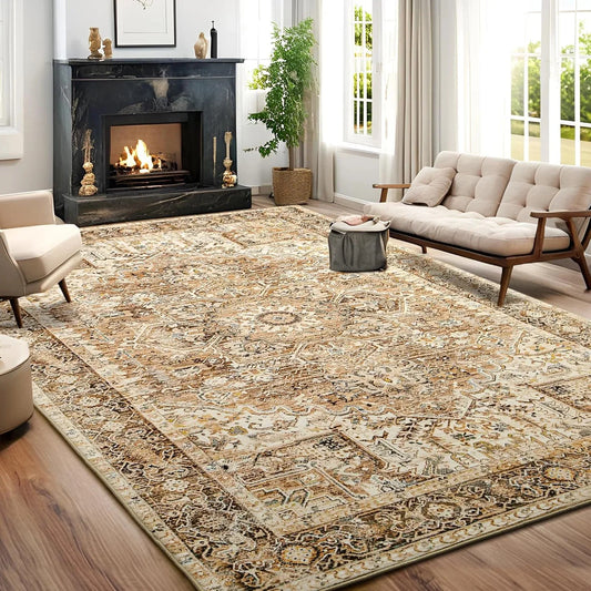 Decoration Faux Cashmere Vintage Printed Low Pile Rug