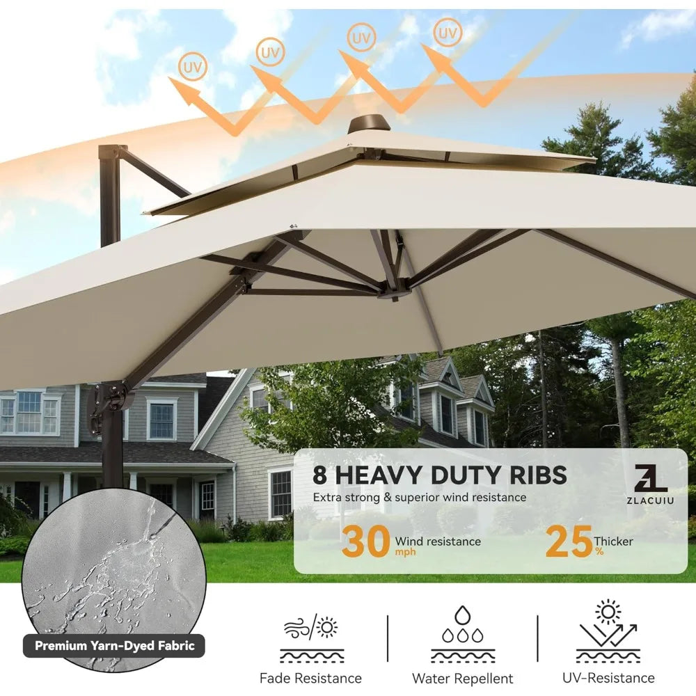 HUANZHUANG Cantilever Patio Umbrella 360 Rotation Windproof