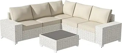 RBXC 6 Piece All Weather Outdoor Rattan Patio Sectional Set