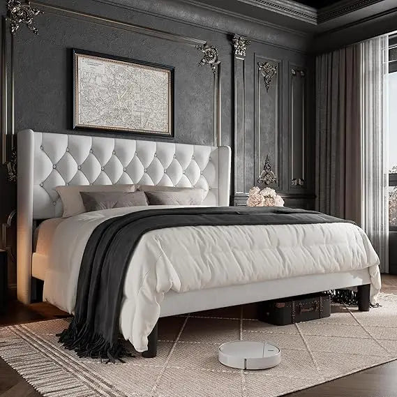 DAFIFY Upholstered Platform Bed Frame With Tufted Headboard
