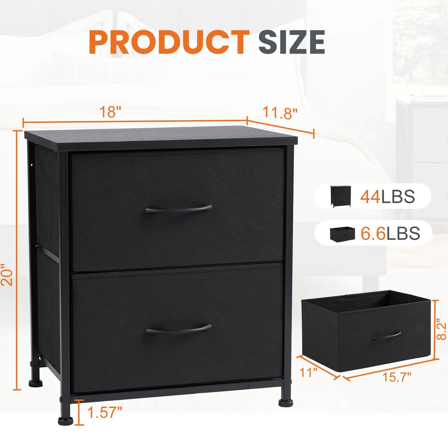 JHK Nightstand Bedside Table With Drawers Storage Cabinet