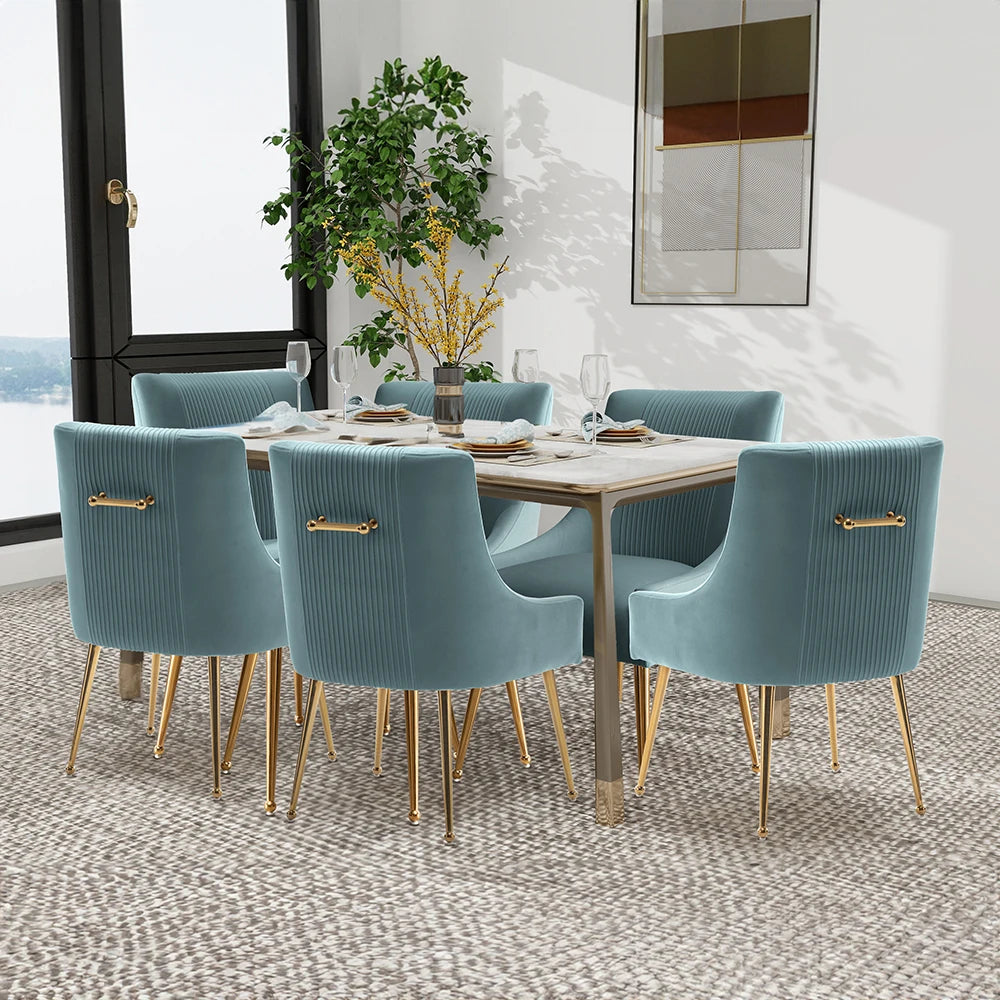 Seynar Velvet Dining Chairs Set Of 6 Upholstered Barrel