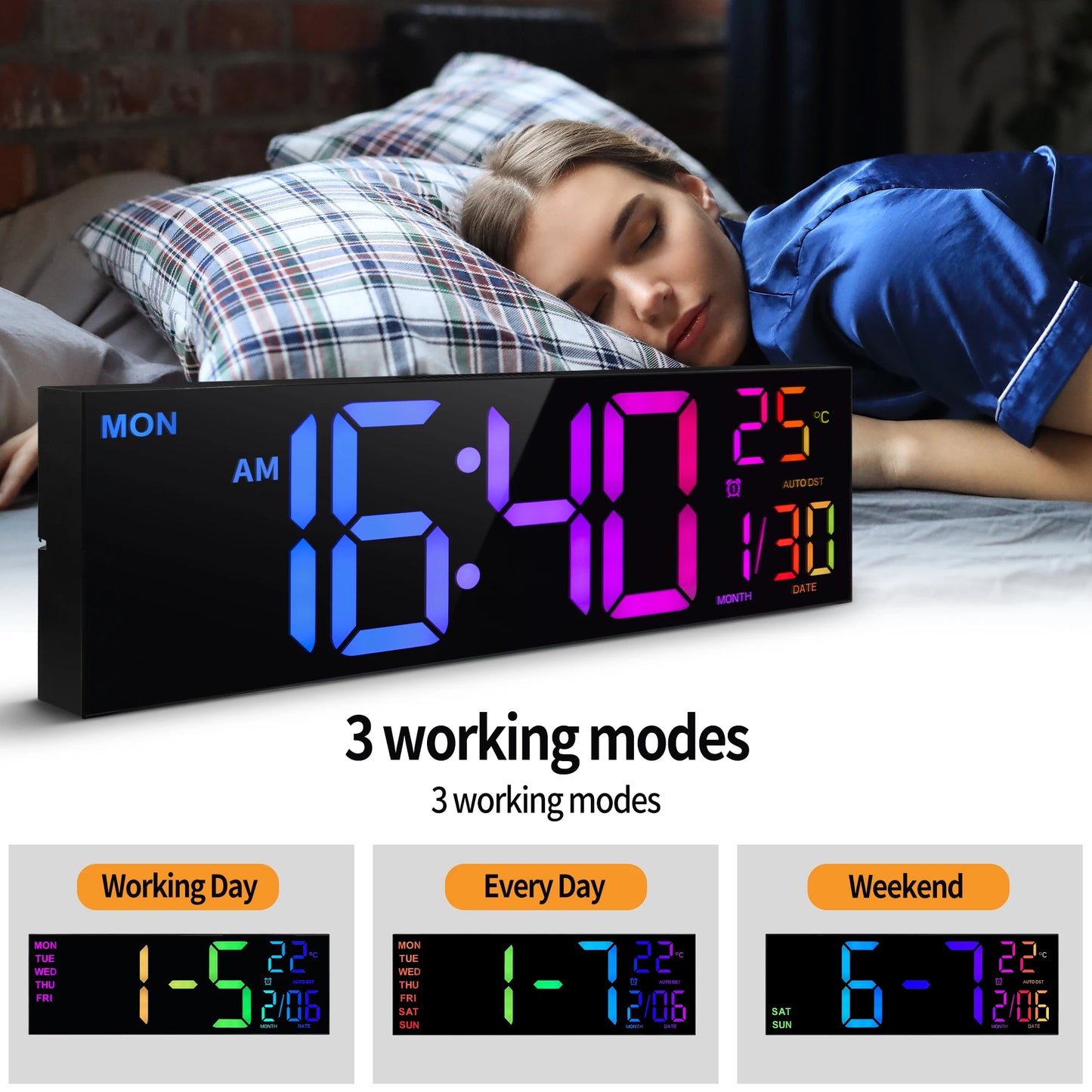 Hign-concerned Digital Wall Clock With Remote LED RGB