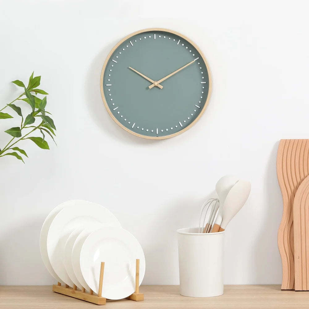 Combination Modern Analog Wall Clock Quartz Hour Markers