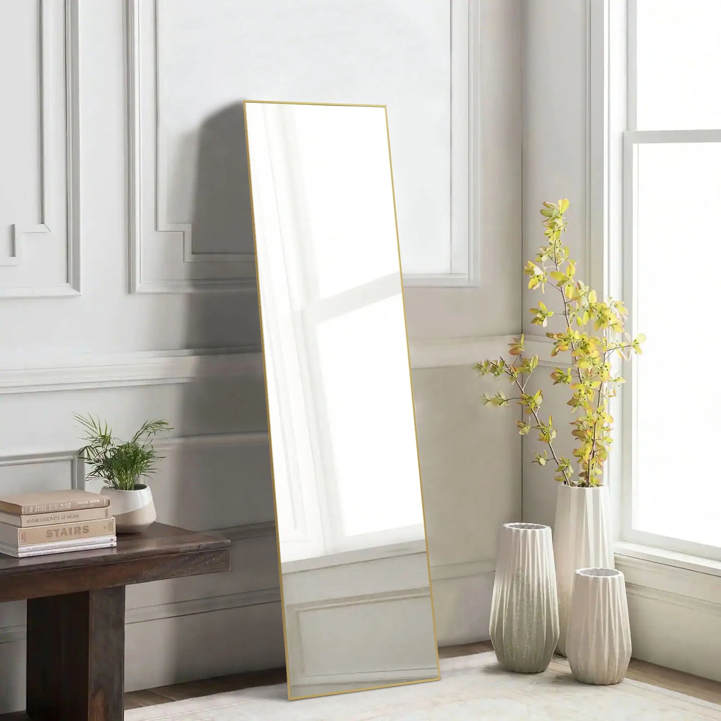 JHK Arched Right Angle Mirror With Sturdy Aluminum Frame