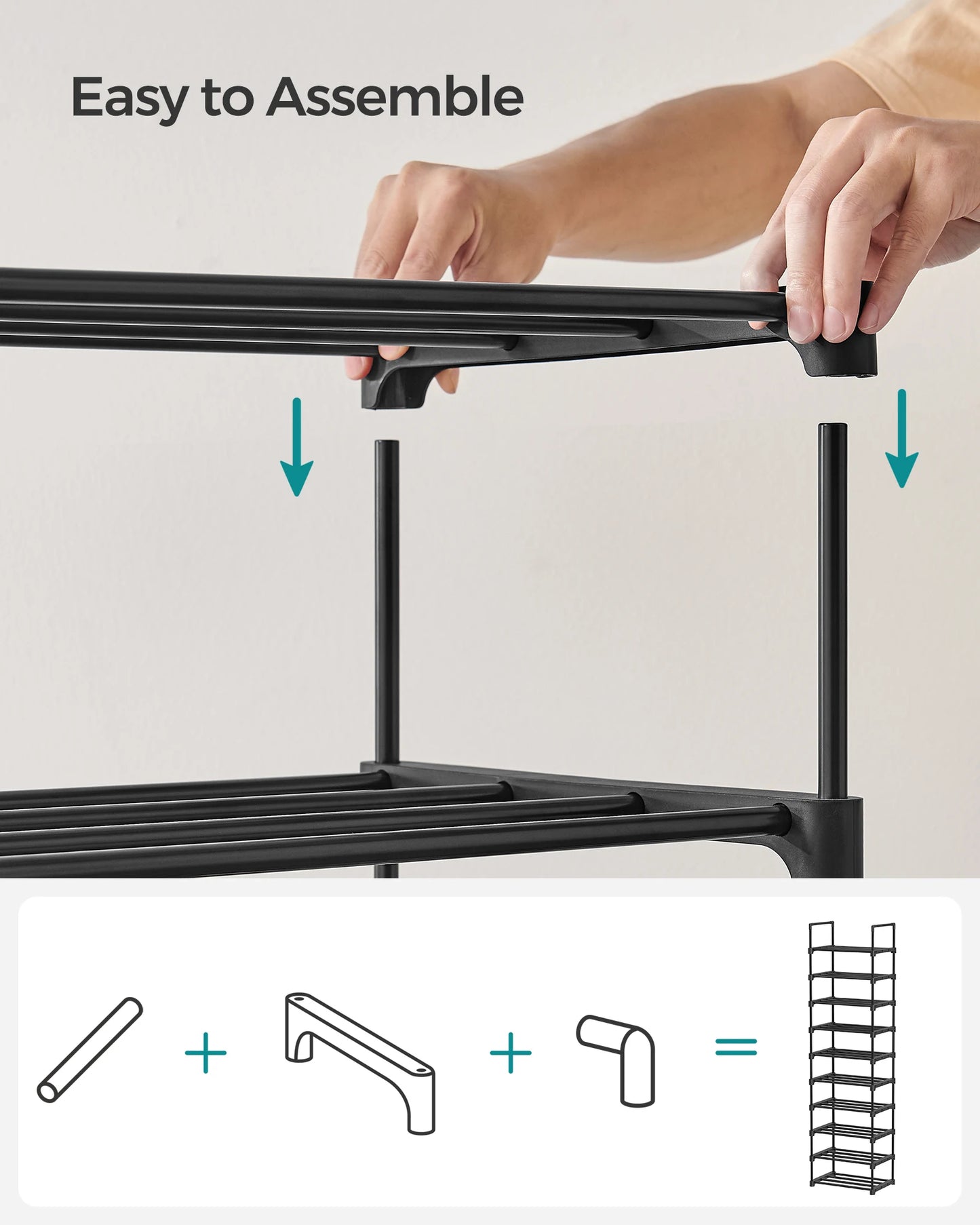 Songmics 10 Tier Shoe Rack Organizer Metal Storage Shelf