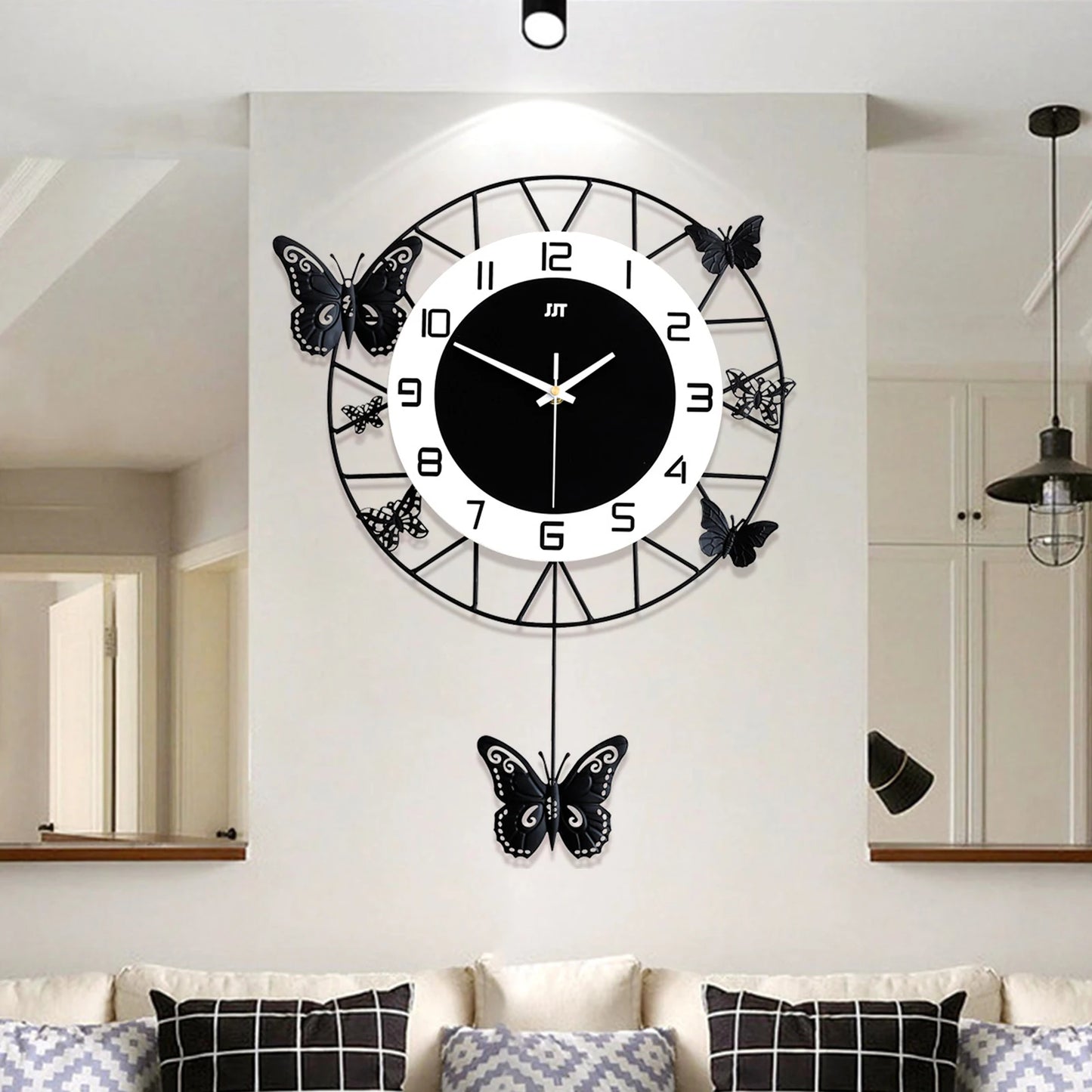 Hign-concerned Modern Wrought Iron Butterfly Wall Clock