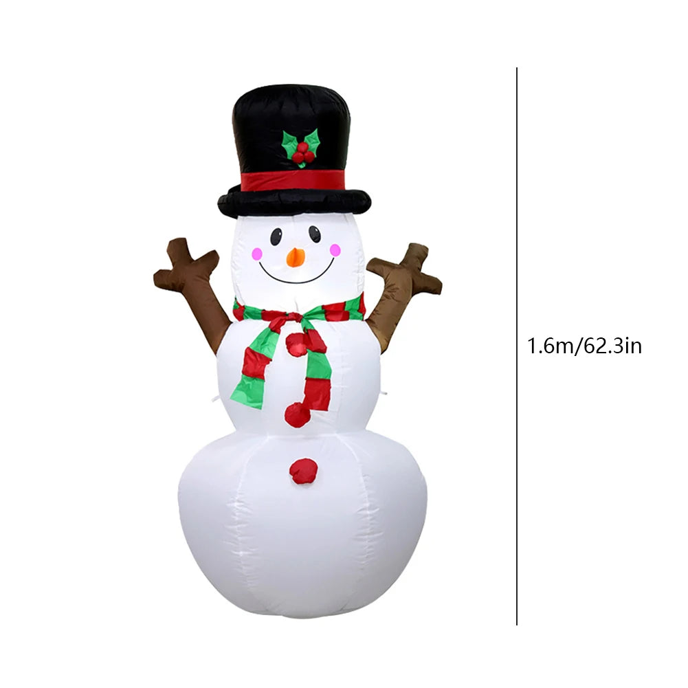 Inflatable Illuminated Snowman Ornament with LED Light Snowman Dolls Decor for Xmas Garden Party Decor