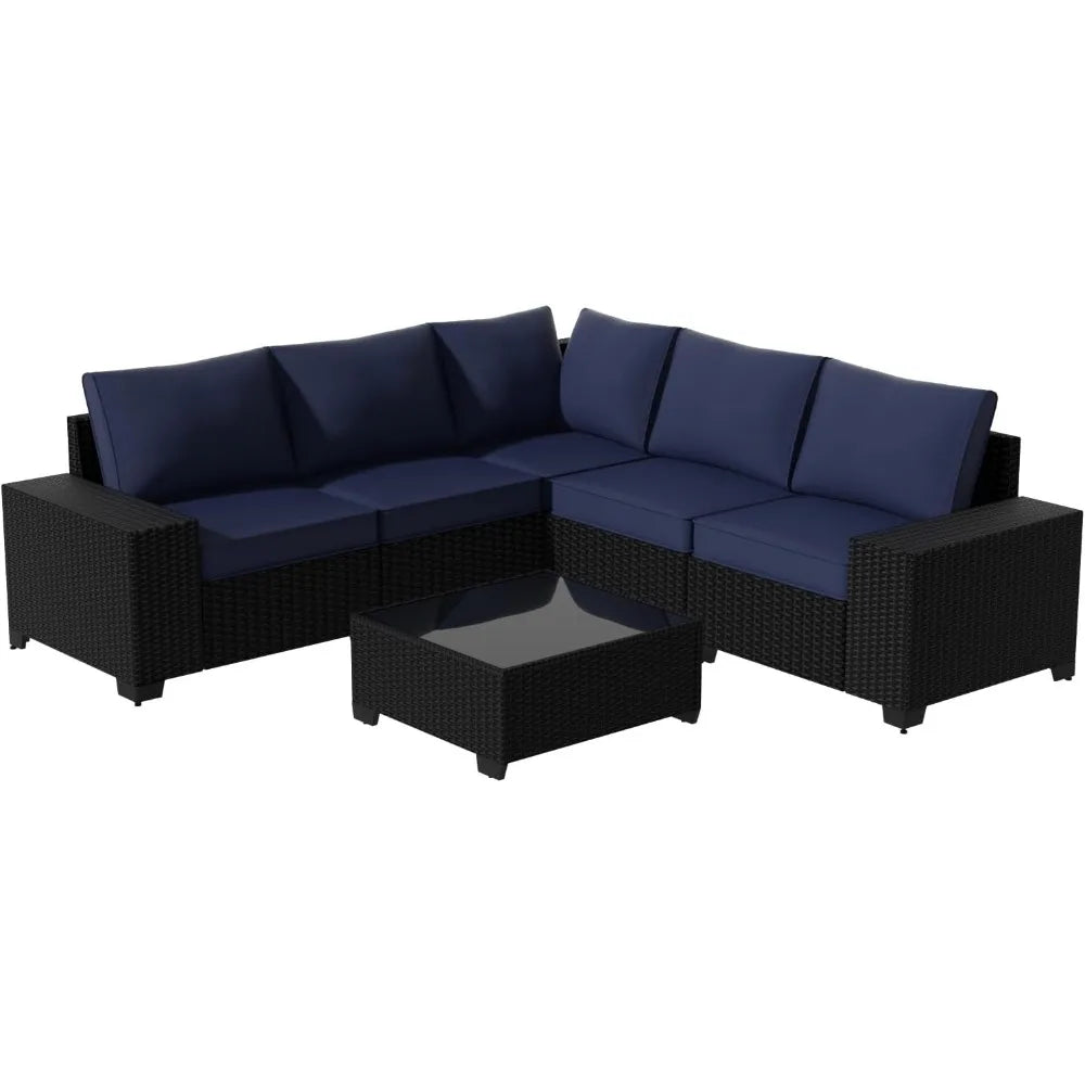 RBXC 6 Piece All Weather Outdoor Rattan Patio Sectional Set