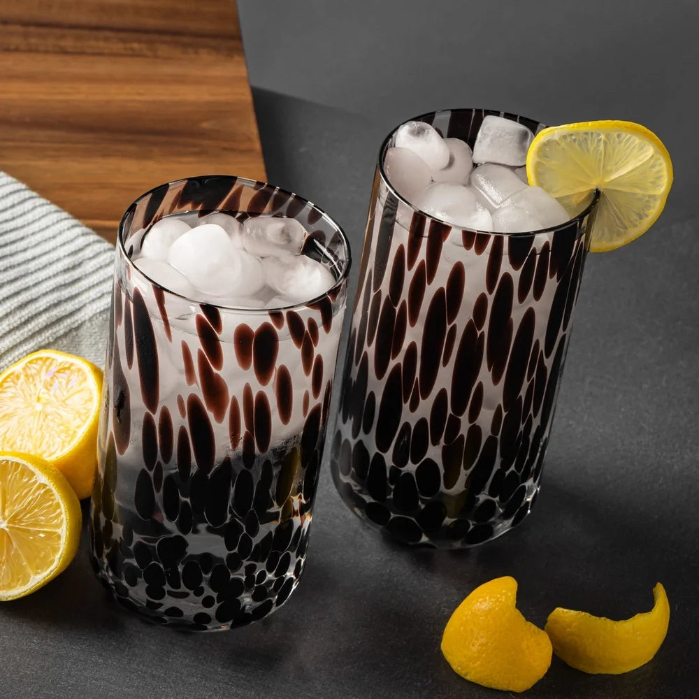 6-Pack Tortoise Shell Drinking Glasses Durable Tumblers Home Bar Parties Cocktails Iced Tea Mocktails Hand Wash Recommended 20oz