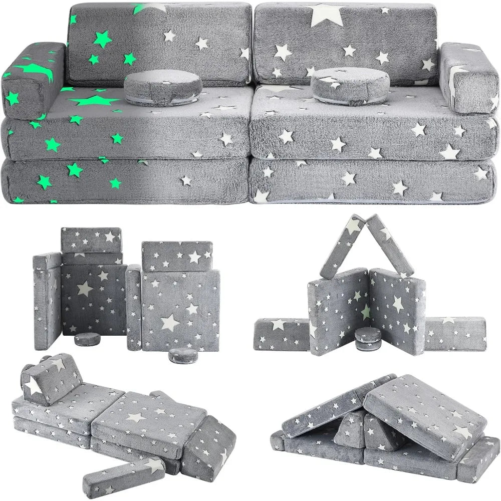 Combination Modular Play Couch 10pcs Sectional Fort Sofa