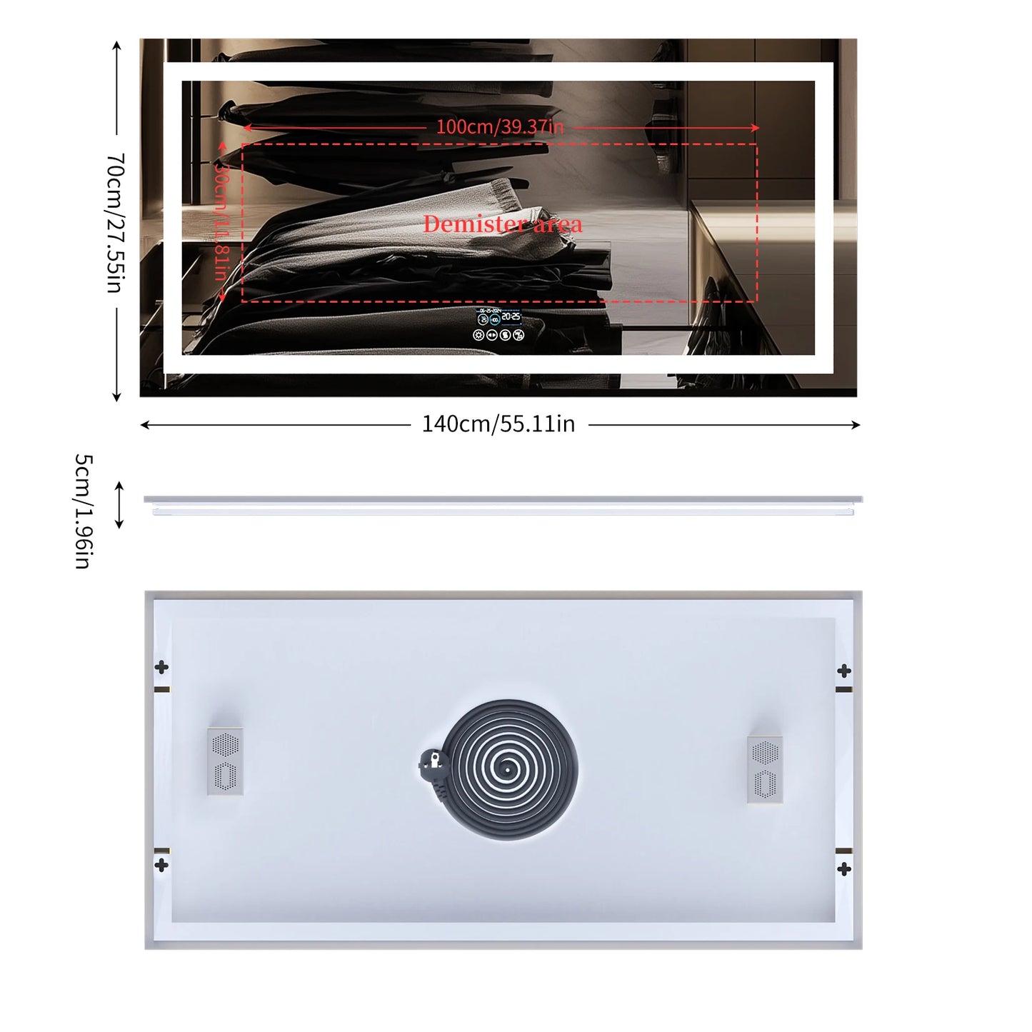 LUVODIC Illuminated Bluetooth LED Mirror Antifog Speaker