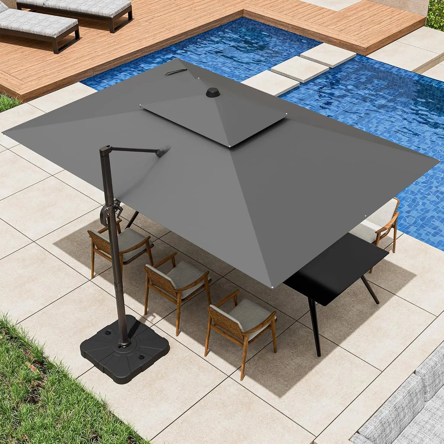 HUANZHUANG Cantilever Patio Umbrella 360 Rotation Windproof