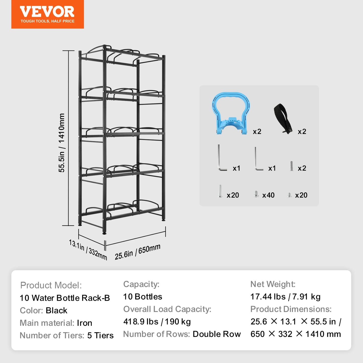 SucceBuy 5 Tier Water Jug Holder Iron Bottle Rack Unit