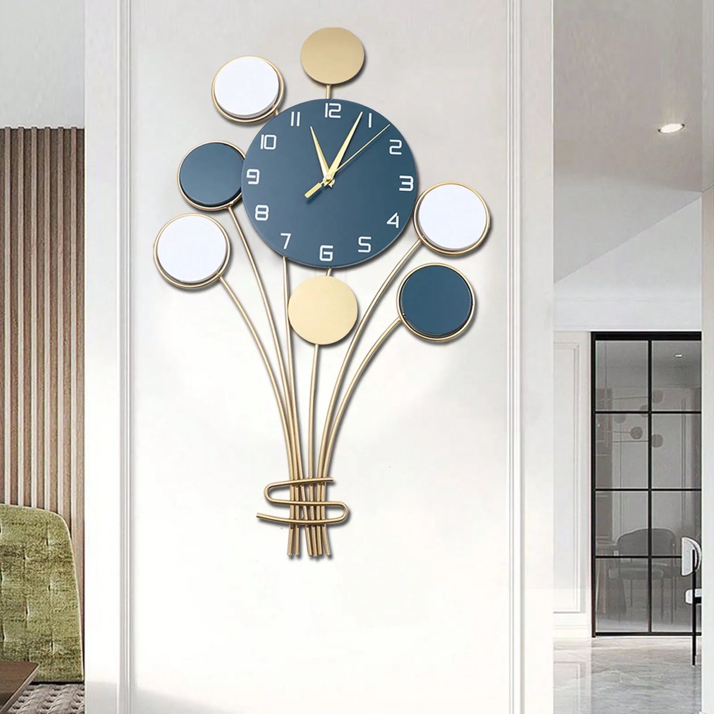 Silent Battery Operated Wall Clock Hot Air Balloon Decor