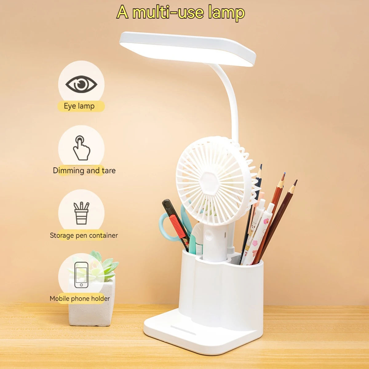 USB LED Table Lamp Eye Protection Three Lighting Modes