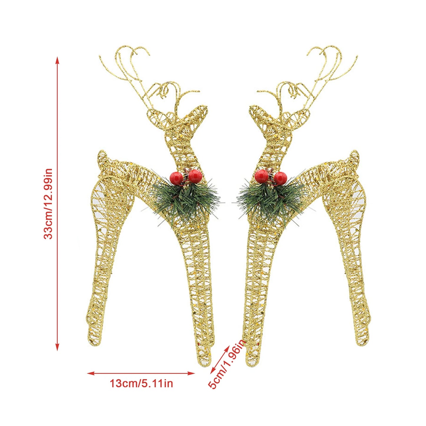 Christmas Gift Iron Art Deer Ornament Set Holiday Decor Xmas Christmas Standing Reindeer Pair 18x10x35cm Holiday Reindeers