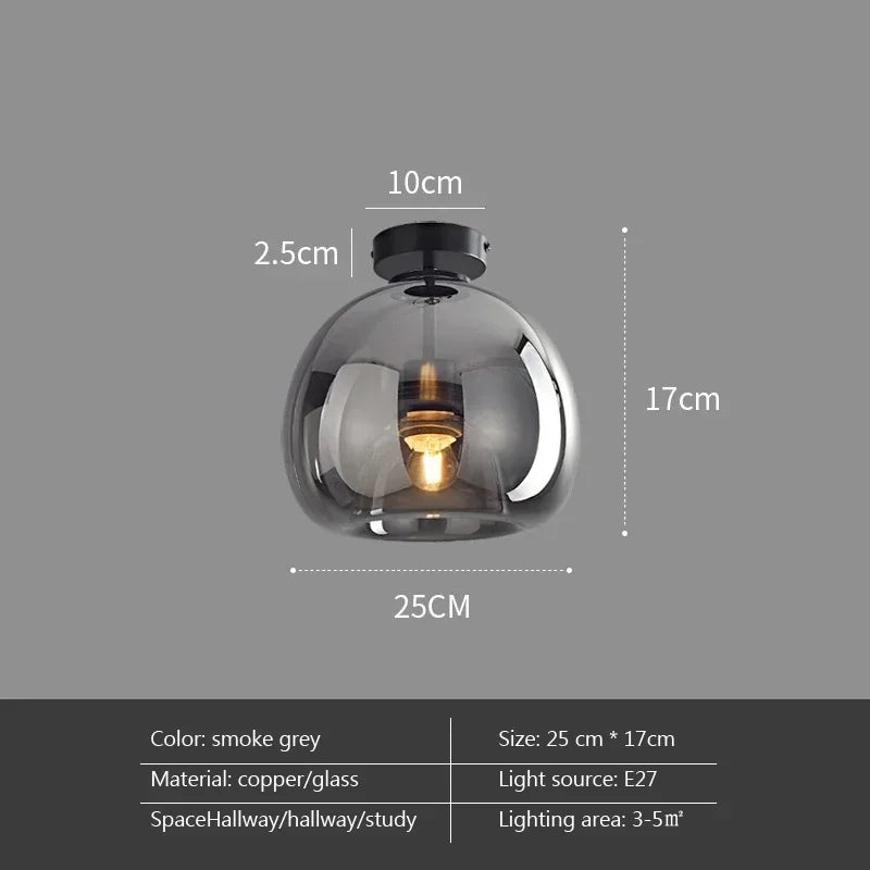 Modern Minimalist Glass Ceiling Light E27 Dining Room Lamp