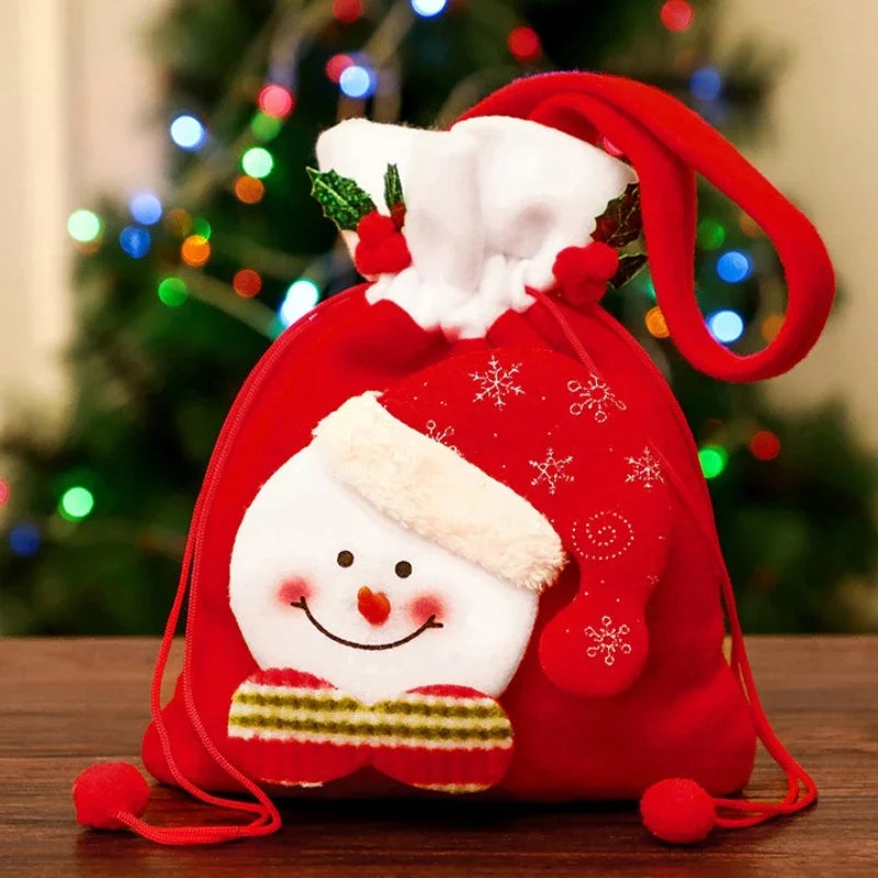 1-20PCS Christmas Gift Bags Handbags Tote Bags Candy Bags Snowman Bear Gift Bags Storage Bags Christmas Decoration