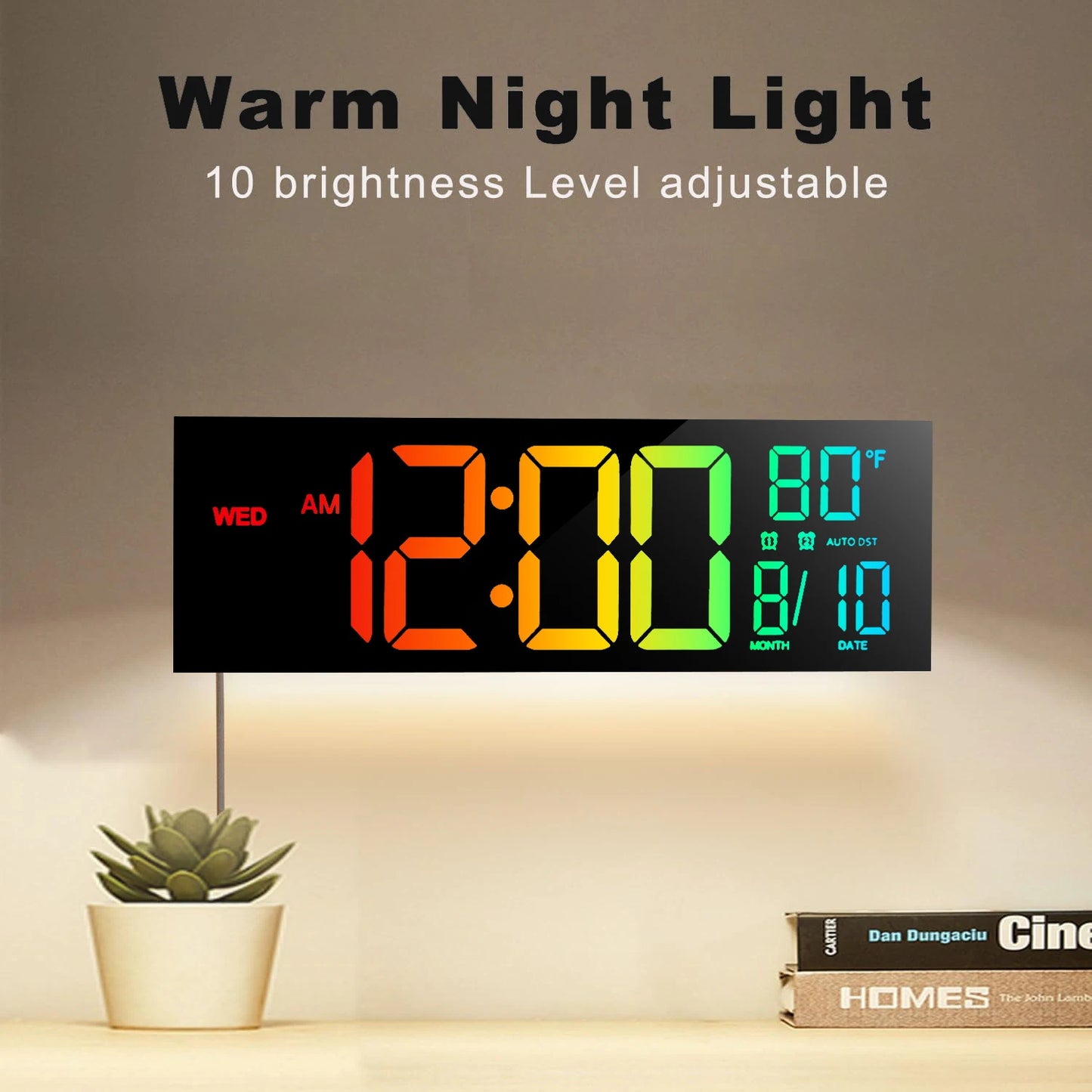 Hign-concerned Digital Wall Clock With Remote LED RGB