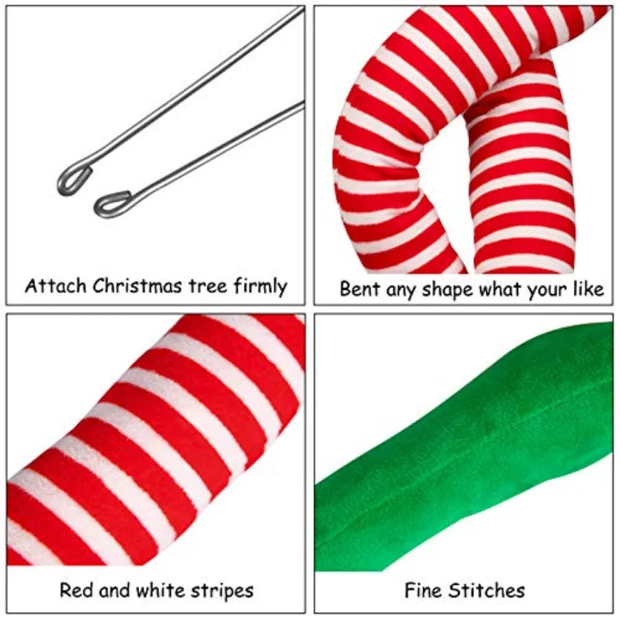 23 Christmas Elf Stuffed Legs Stuck Tree Topper Decorations for Xmas Holiday Indoor Outdoor Use Festive Party Ornaments and Dec