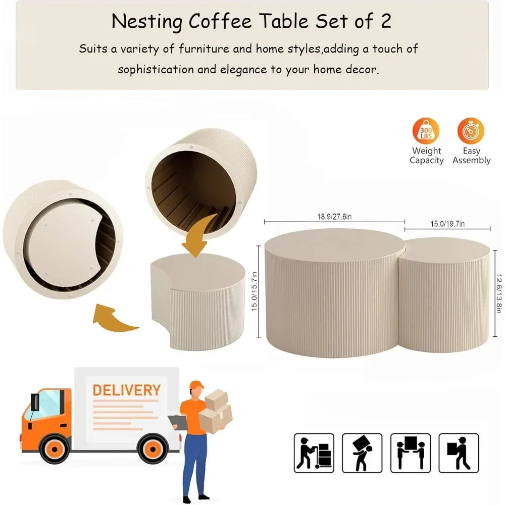 Huanzhuang Modern Round Nesting Coffee Tables Set of 2