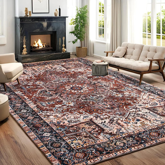 NOAHAS Faux Cashmere Vintage Printed Rug Low Pile Area Rug