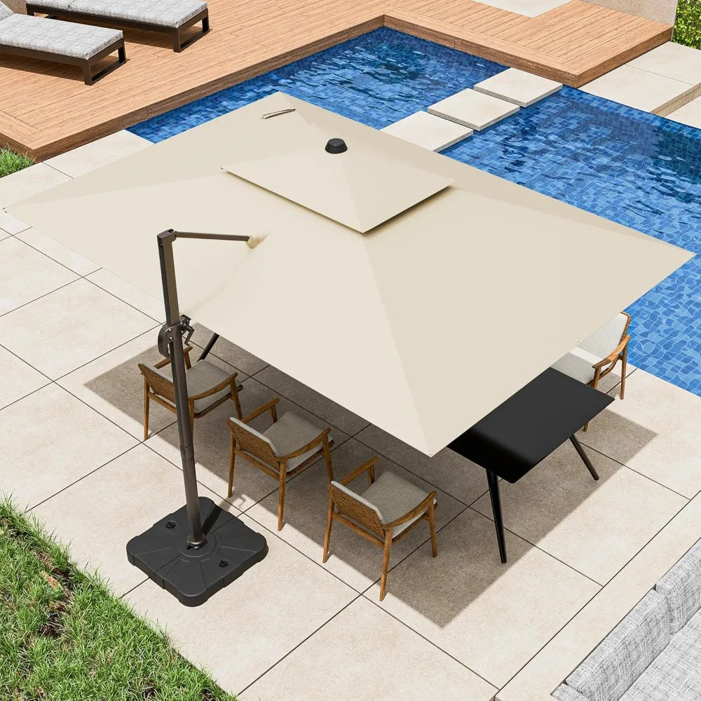 HUANZHUANG Cantilever Patio Umbrella 360 Rotation Windproof