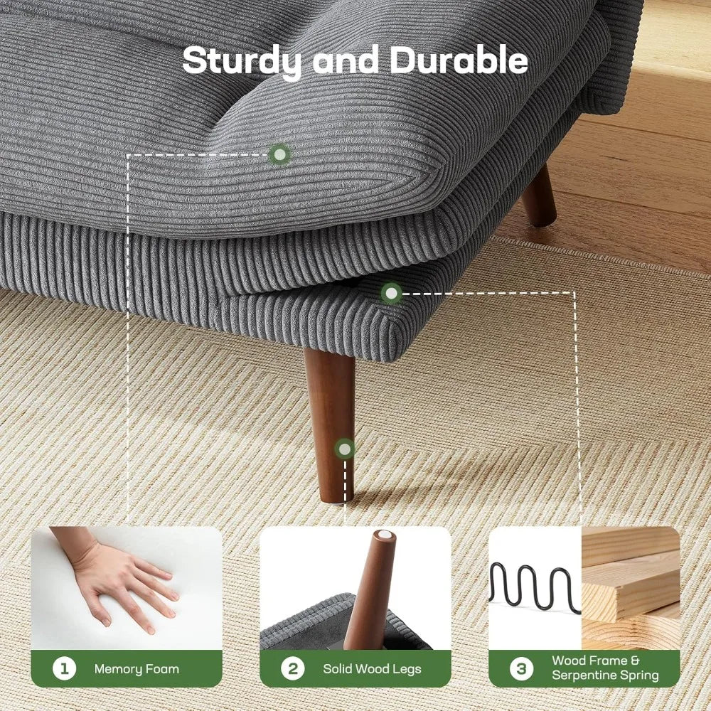 GUANGBAI Futon Sofa Bed With Adjustable Backrest Armrests