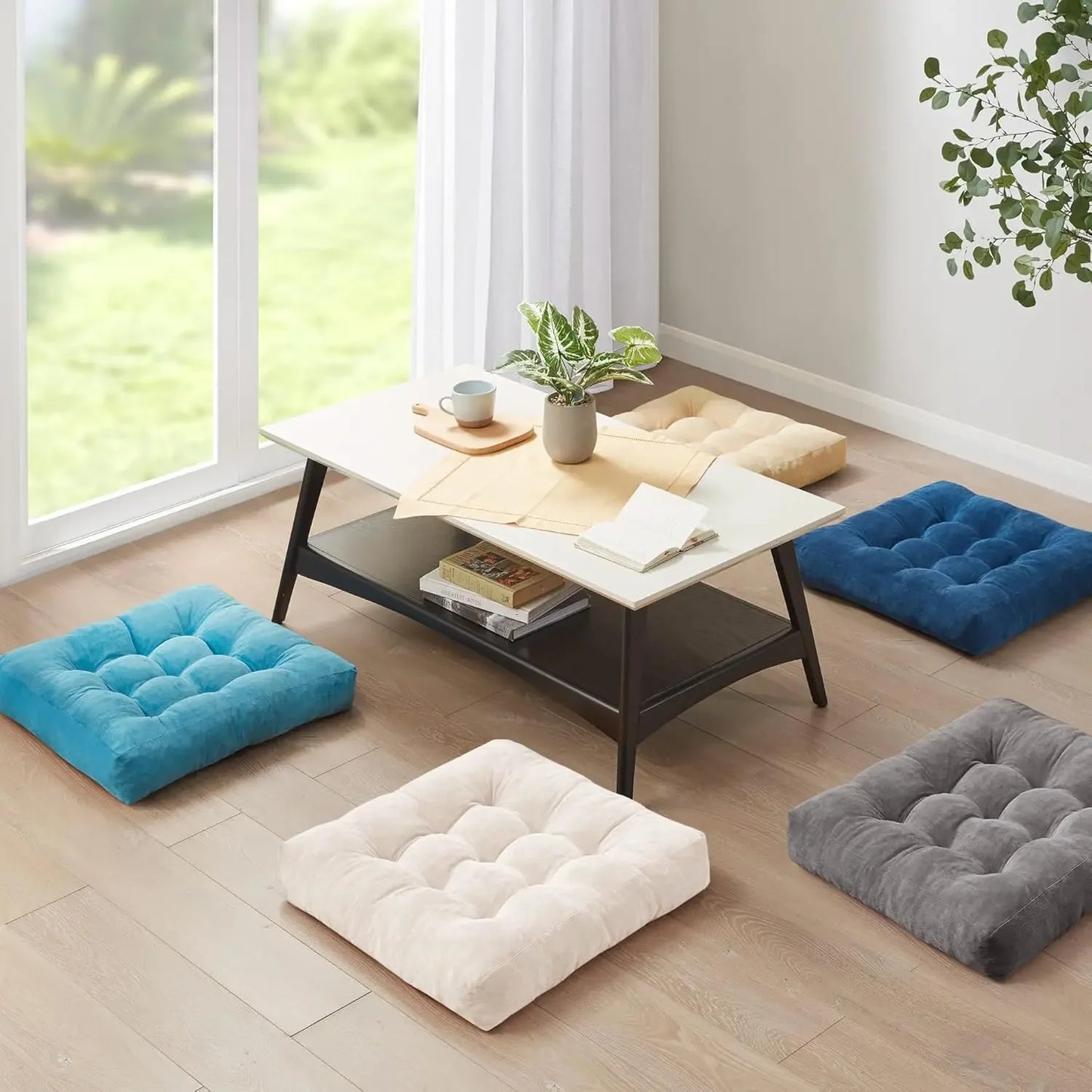 XMSJCraft of Weaving Floor Pillow Set of 2 Tufted Foam