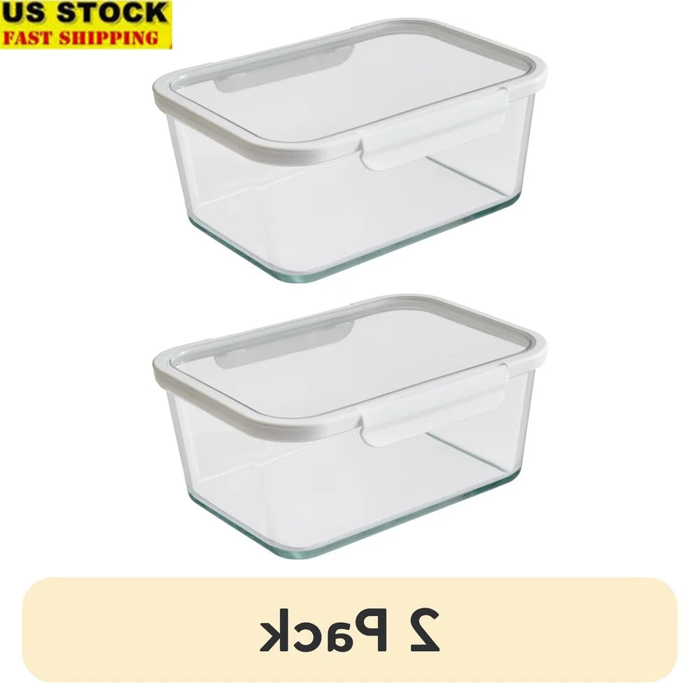 14 Cup Glass Food Storage Containers 2 Pack Tritan Lid Airtight Stackable Microwave Freezer Safe Stain Resistant Durable Jars