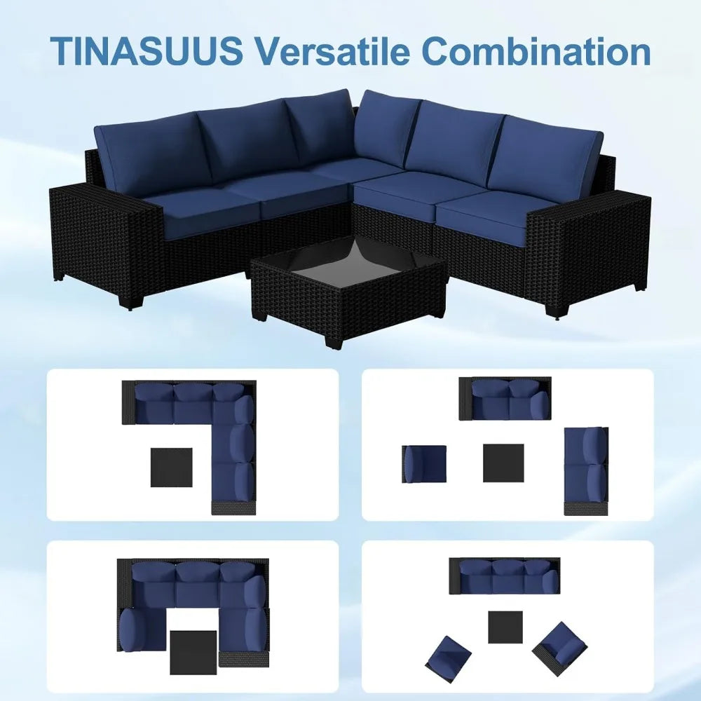 RBXC 6 Piece All Weather Outdoor Rattan Patio Sectional Set