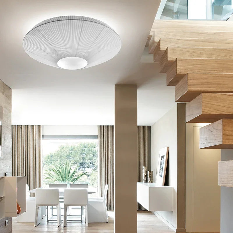 Round Fabric Planted Ceiling Light For Foyer And Lobby