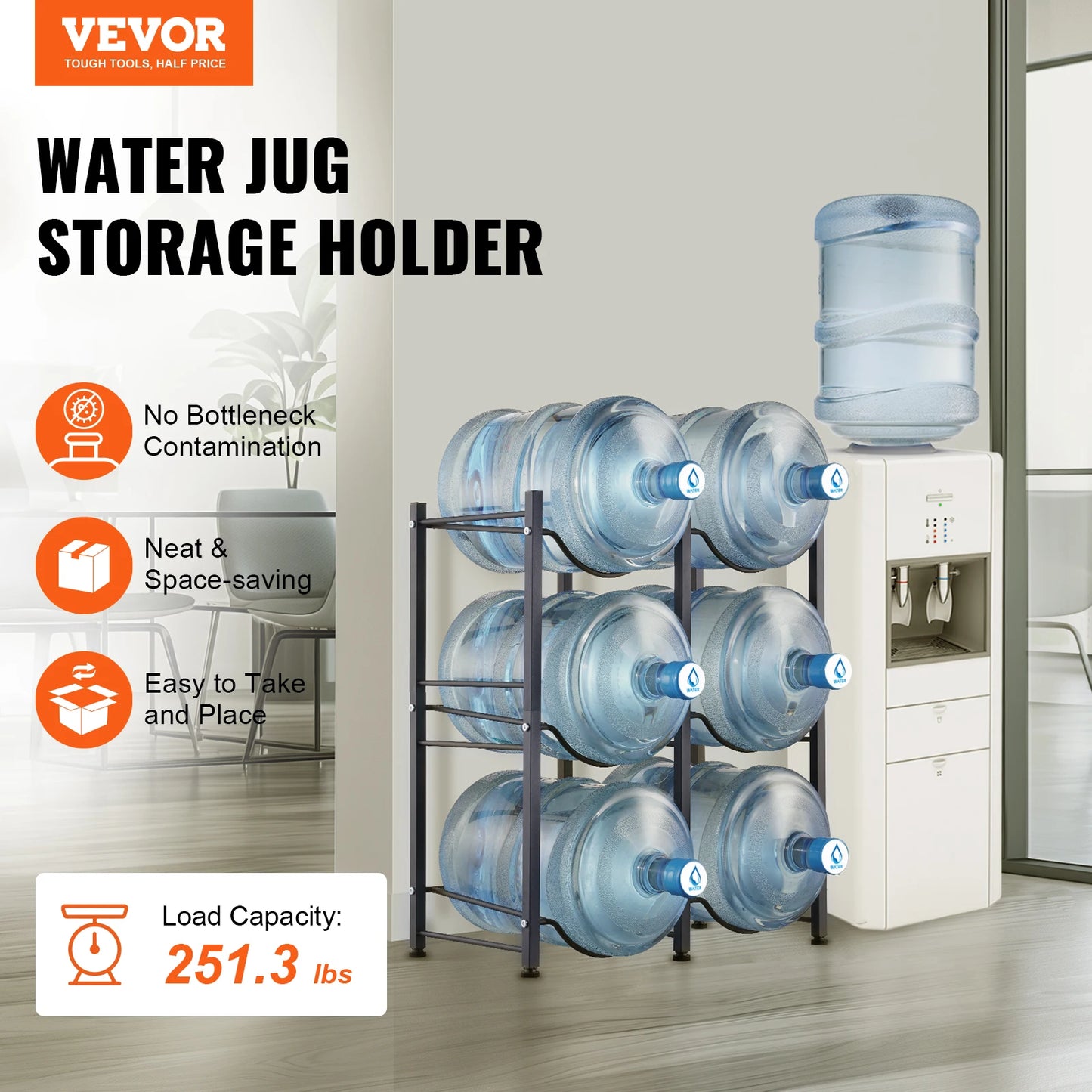 SucceBuy 5 Tier Water Jug Holder Iron Bottle Rack Unit