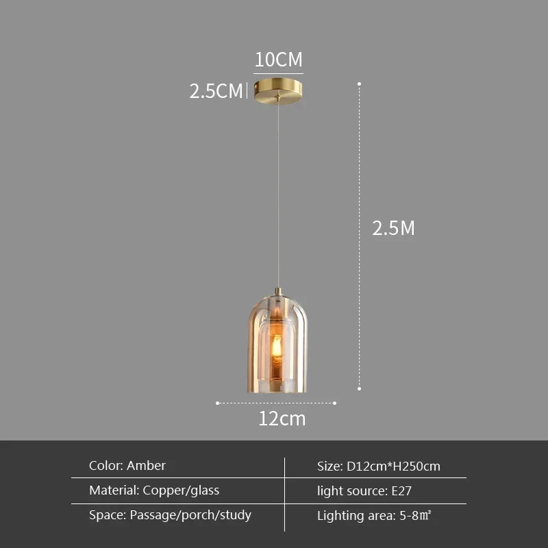 Modern Minimalist Glass Ceiling Light E27 Dining Room Lamp