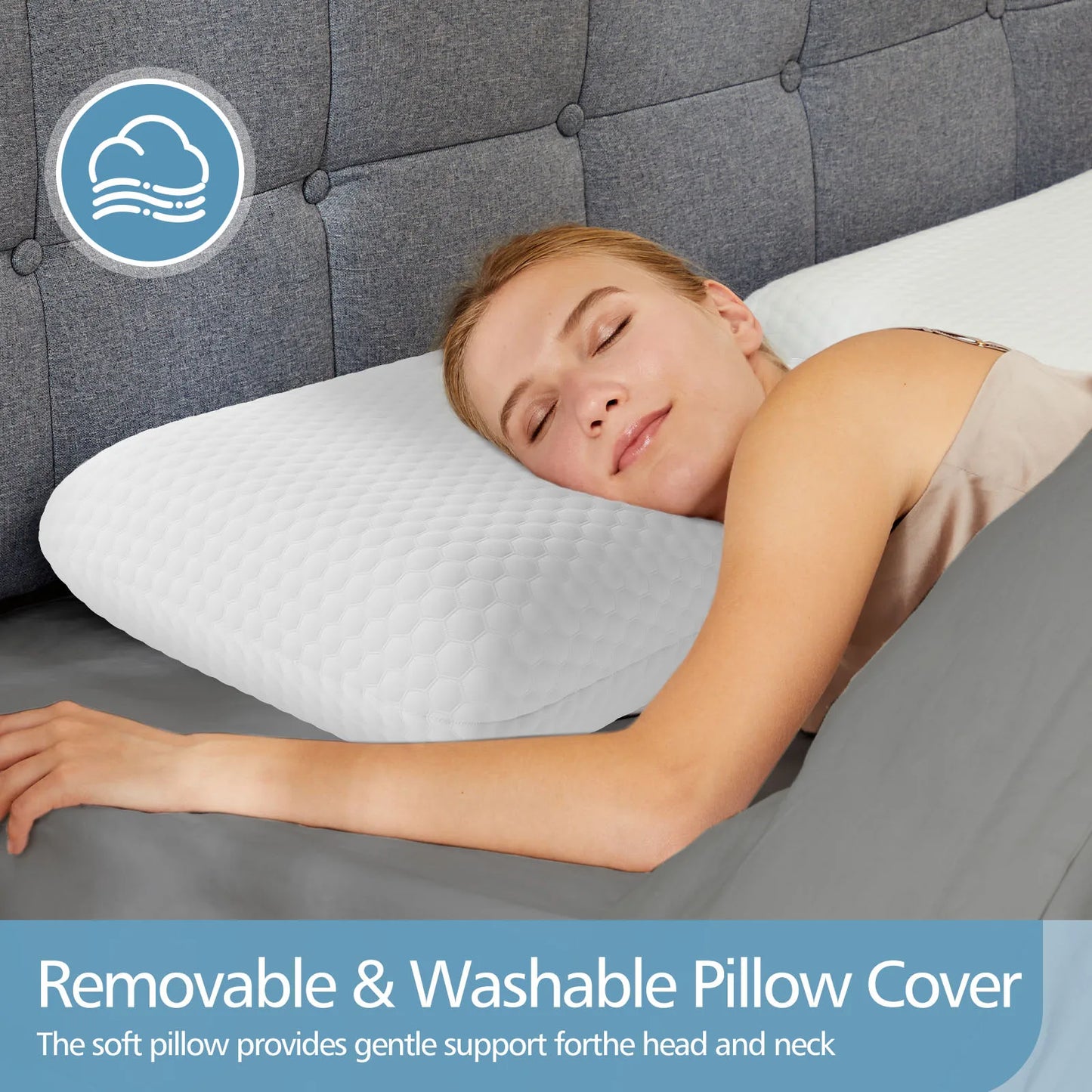 JHK Memory Foam Pillows With Ventilated Removable Cover