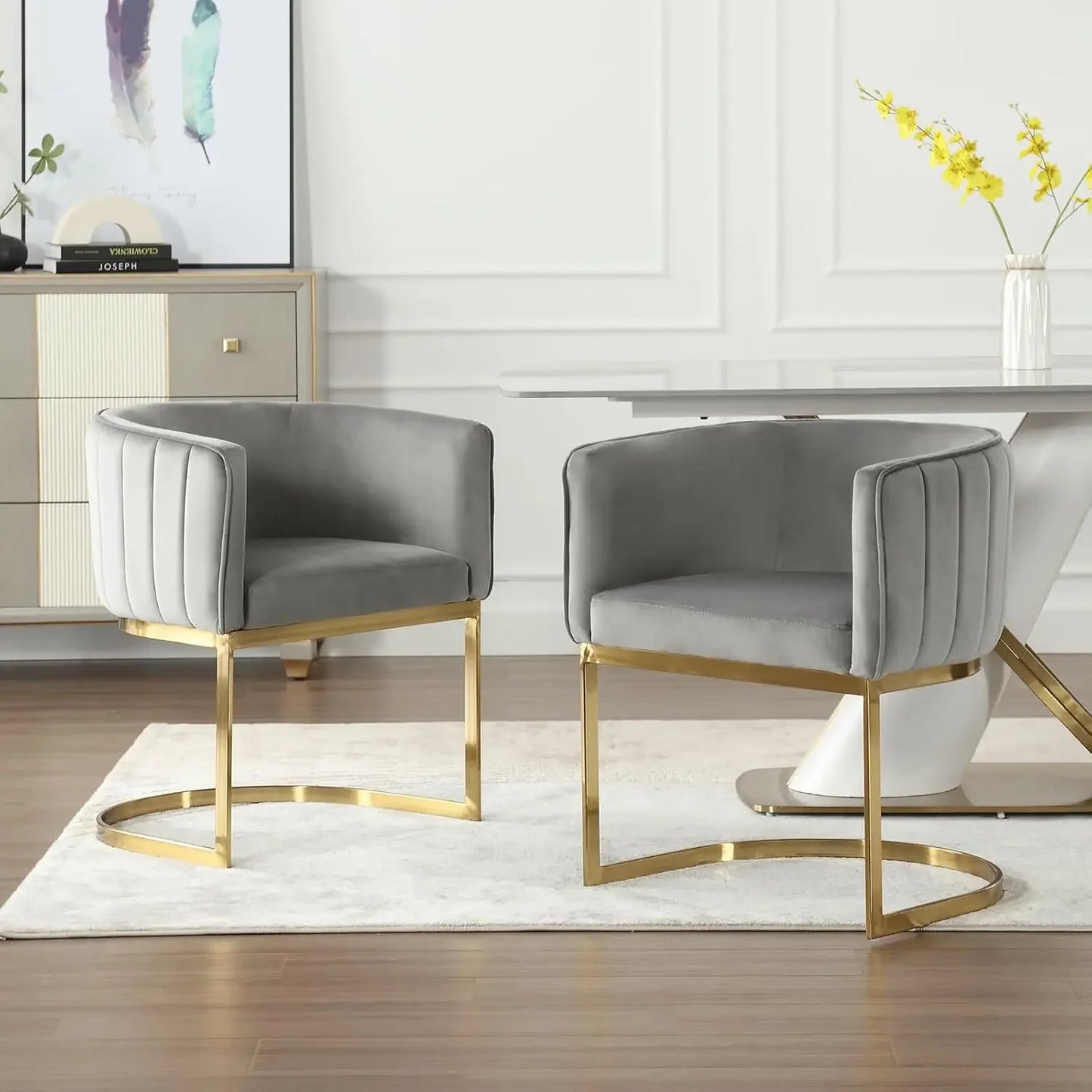 Folded Velvet Dining Chairs Set of 4 With Metal Frame
