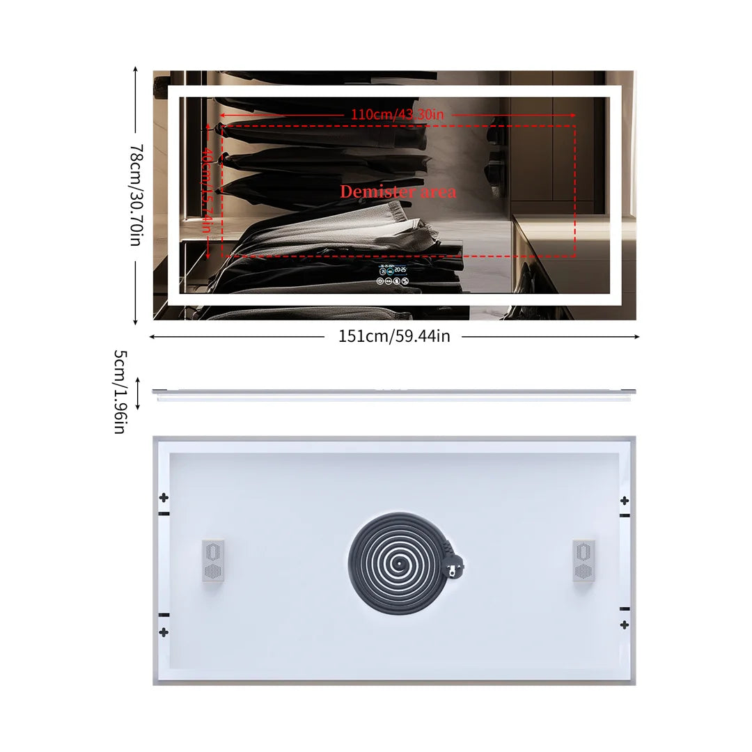 LUVODIC Illuminated Bluetooth LED Mirror Antifog Speaker