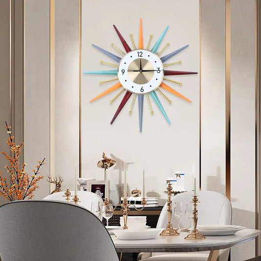 Hign-concerned Starburst Wall Clock Silent Modern Timepiece