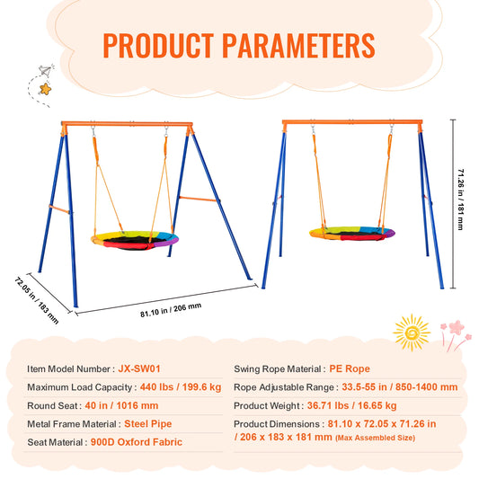 SucceBuy Swing Set 600 Lb Capacity With Saucer Seat