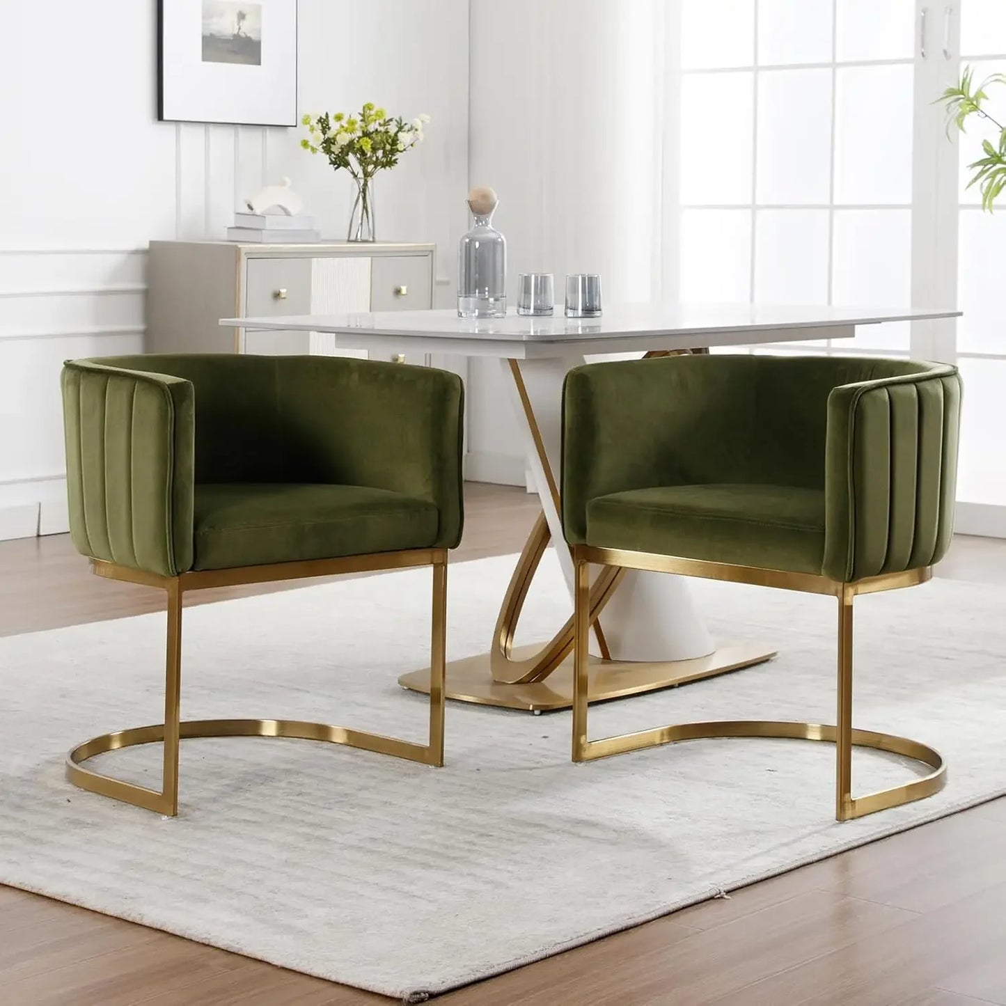 Folded Velvet Dining Chairs Set of 4 With Metal Frame