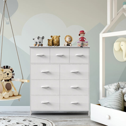 JHK Fabric Storage Dresser With Nine Drawers Bedroom