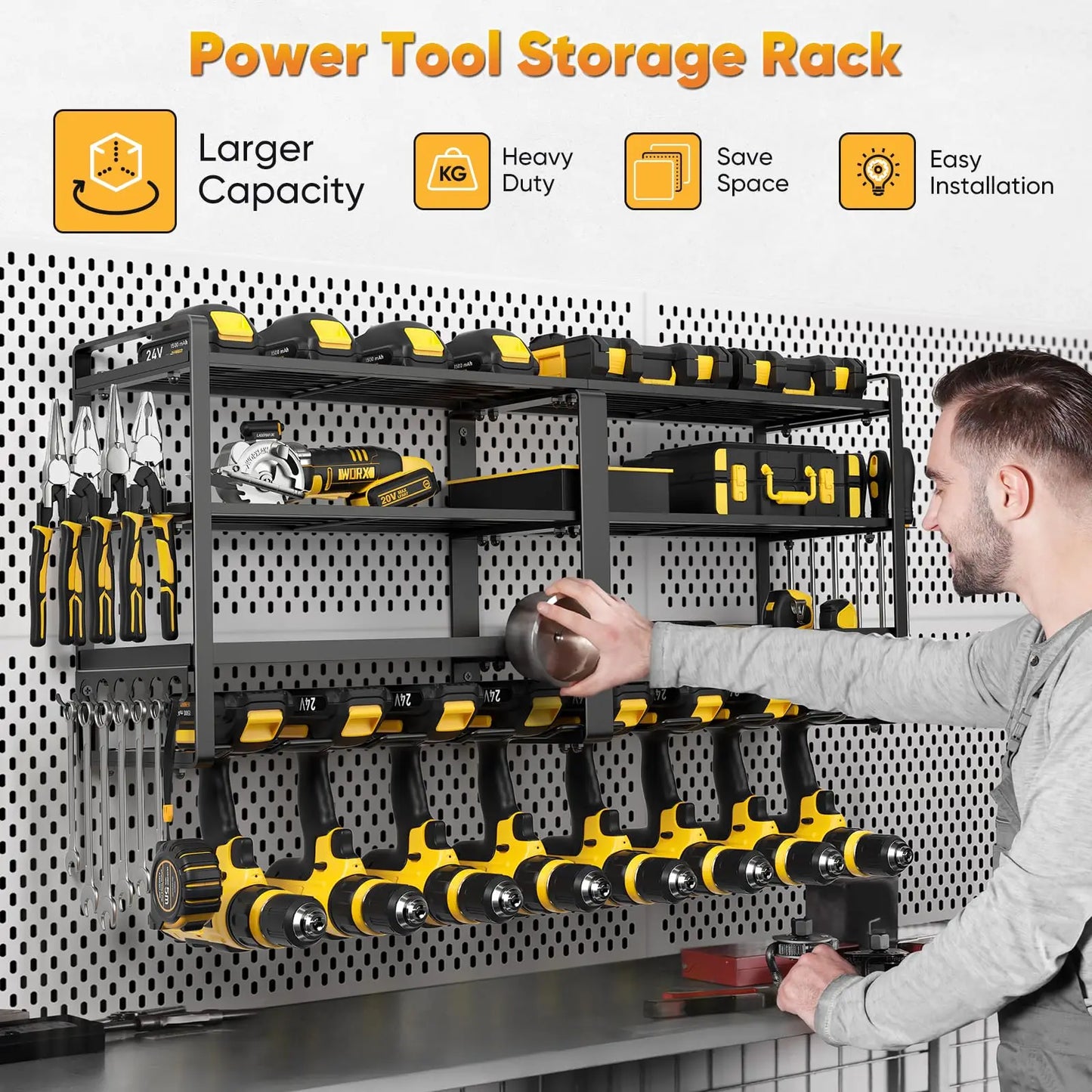 Power Tool Organizer Wall Mount Four Layer Heavy Duty Rack
