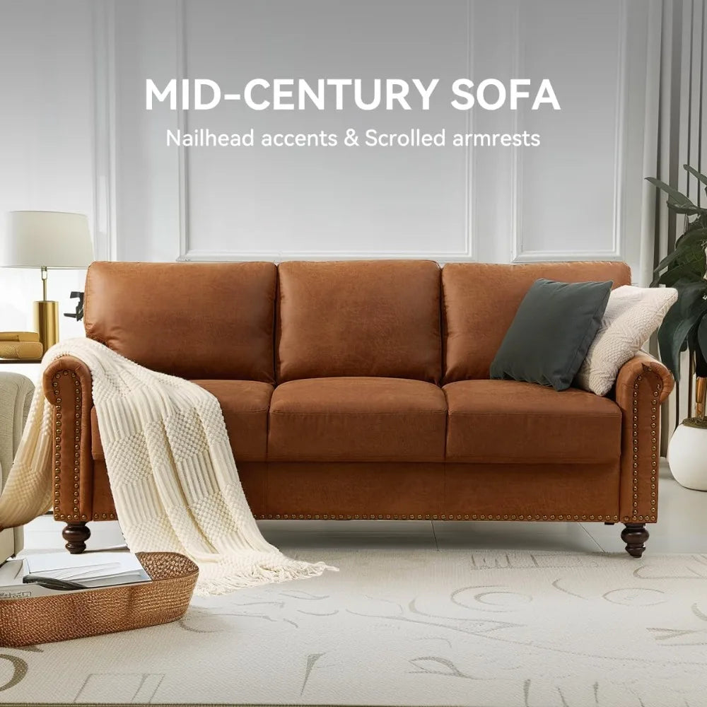 ZUIYU Mid Century Modern Sofa With Storage Nailhead Trim