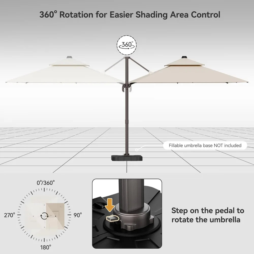 HUANZHUANG Cantilever Patio Umbrella 360 Rotation Windproof