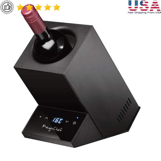 Electric Wine Chiller Touch Control Digital Display Thermo-Electric Cooling Temperature Range 41F to 64F Adapter Included UL