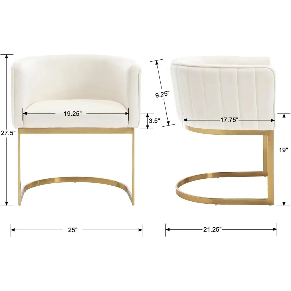 Folded Velvet Dining Chairs Set of 4 With Metal Frame