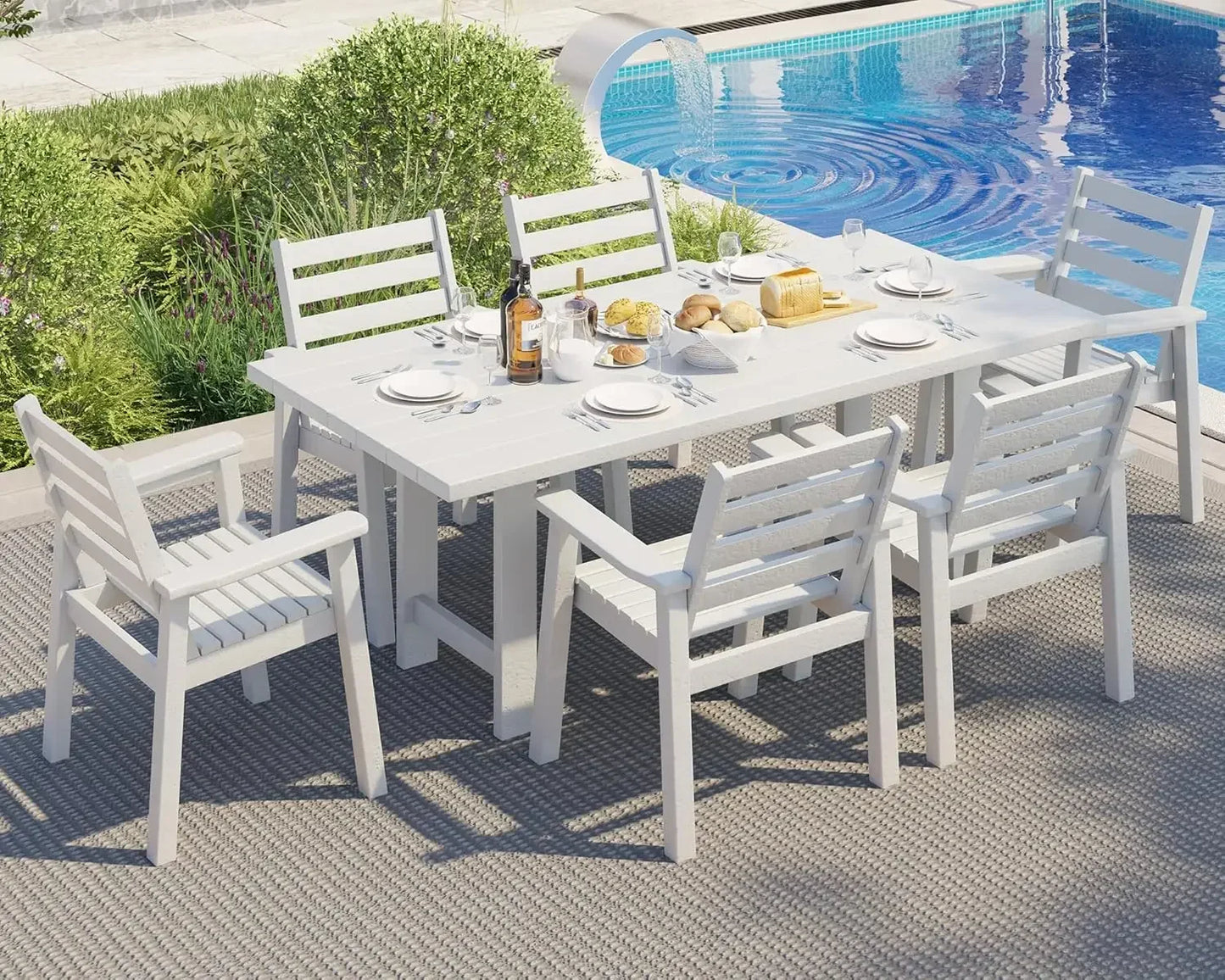 General Use HDPE Outdoor Dining Table Set With 6 Chairs