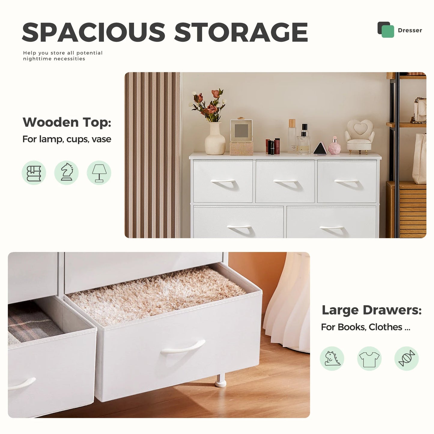 JHK Wardrobe Chest With Fabric Drawers For Bedroom Storage