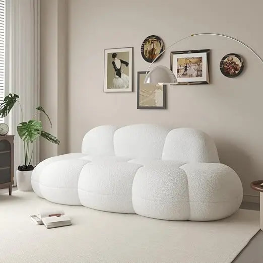 Color Cloud Shaped Floor Sofa Boucle Deep Seat Loveseat